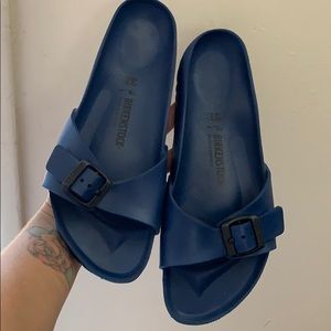 Birkenstock blue rubber slip on sandals size 40